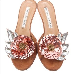 Veronica Beard Nev Suede Sequin Embellishment Slides